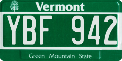 VT license plate YBF942