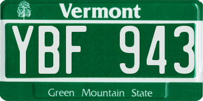 VT license plate YBF943