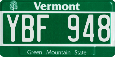 VT license plate YBF948