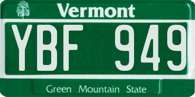VT license plate YBF949