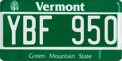 VT license plate YBF950
