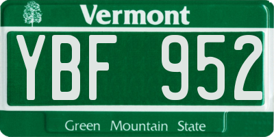 VT license plate YBF952