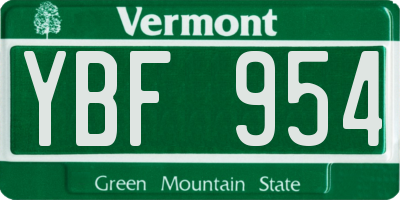 VT license plate YBF954