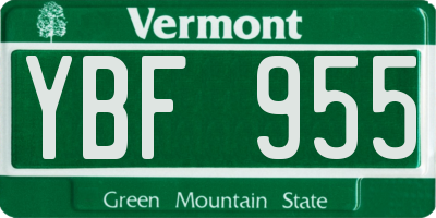 VT license plate YBF955
