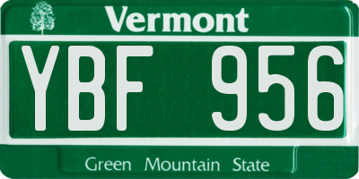 VT license plate YBF956