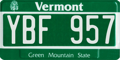 VT license plate YBF957