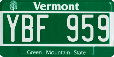VT license plate YBF959