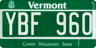 VT license plate YBF960