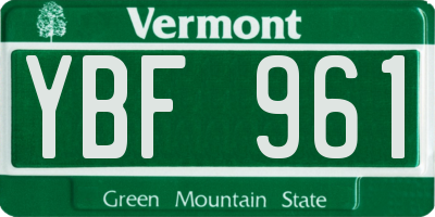VT license plate YBF961