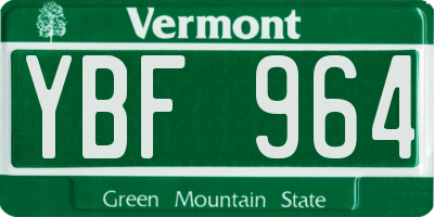 VT license plate YBF964