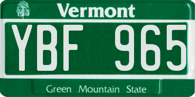 VT license plate YBF965
