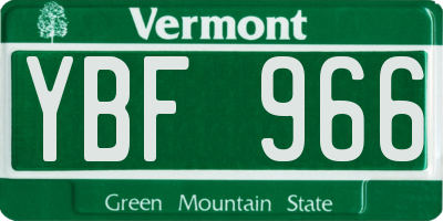 VT license plate YBF966