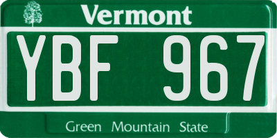 VT license plate YBF967