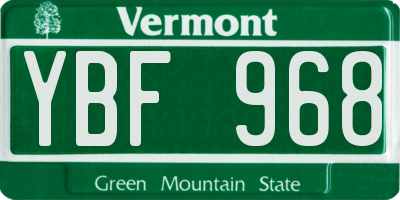 VT license plate YBF968