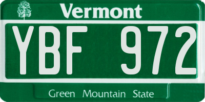 VT license plate YBF972