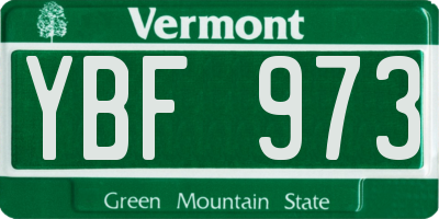 VT license plate YBF973