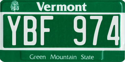 VT license plate YBF974
