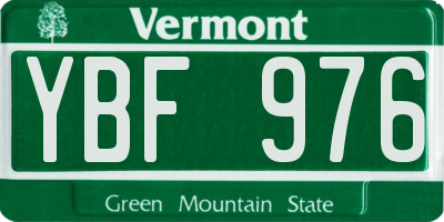 VT license plate YBF976