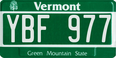 VT license plate YBF977