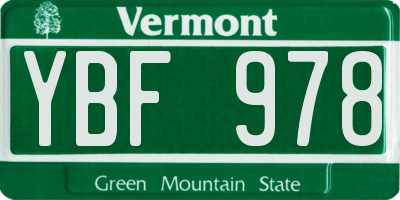 VT license plate YBF978
