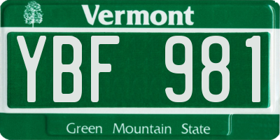 VT license plate YBF981