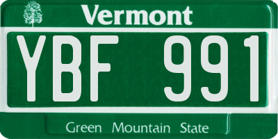 VT license plate YBF991