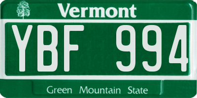 VT license plate YBF994