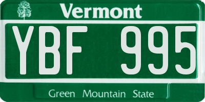VT license plate YBF995