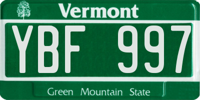 VT license plate YBF997