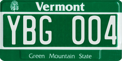 VT license plate YBG004