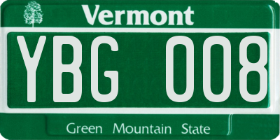 VT license plate YBG008
