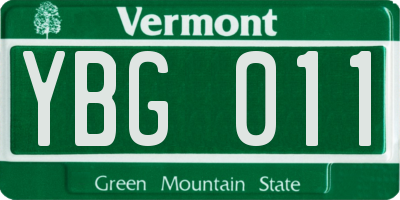 VT license plate YBG011