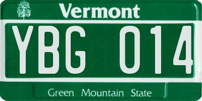 VT license plate YBG014