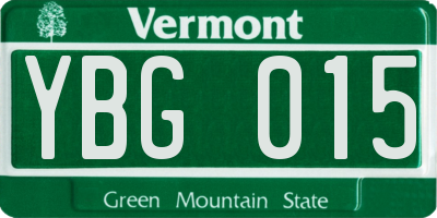 VT license plate YBG015