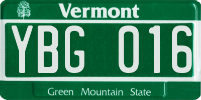 VT license plate YBG016