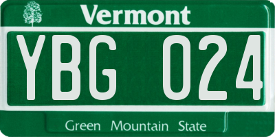 VT license plate YBG024