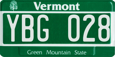 VT license plate YBG028