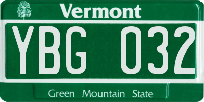 VT license plate YBG032