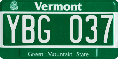 VT license plate YBG037