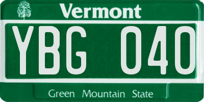 VT license plate YBG040