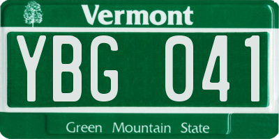 VT license plate YBG041