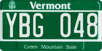 VT license plate YBG048