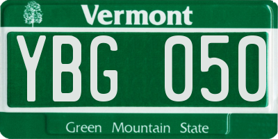 VT license plate YBG050