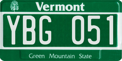 VT license plate YBG051