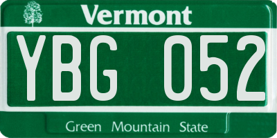 VT license plate YBG052
