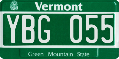 VT license plate YBG055
