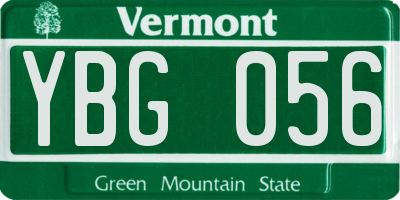 VT license plate YBG056