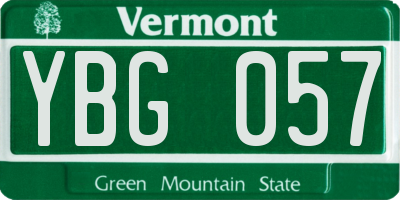 VT license plate YBG057