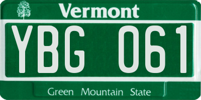 VT license plate YBG061
