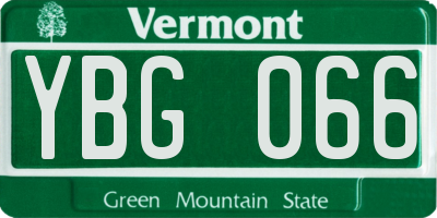 VT license plate YBG066